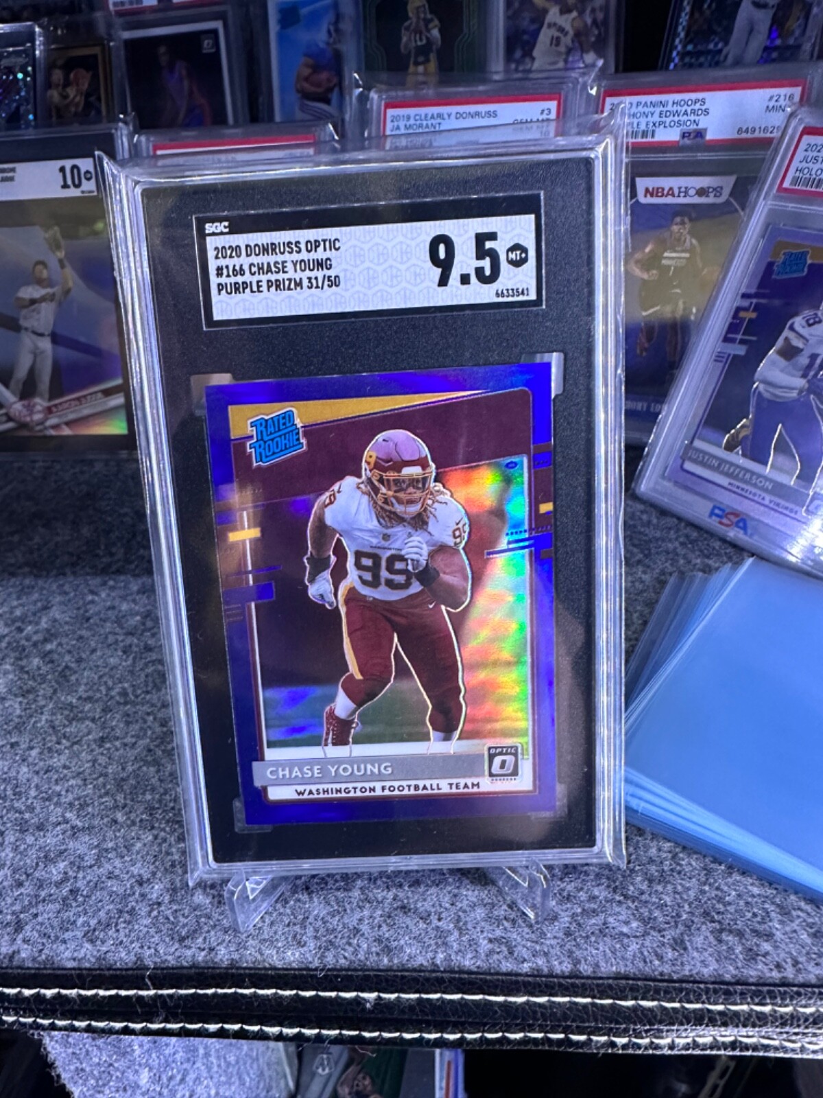 2020 Donruss Optic Chase Young Purple Rated Rookie sp /50 sgc 9.5 washington