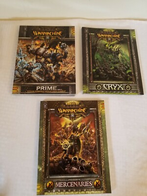 Warmachine 3 Books Forces of Prime MKII mercenaries cryx iron and steam rpg