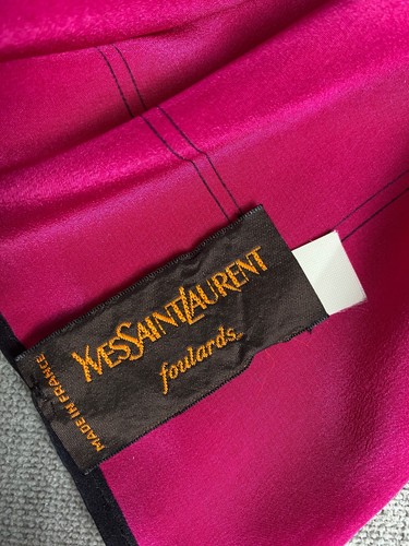 YSL 80s Pink Silk Scarf Vintage Monogram Foulard Made in France - Picture 3 of 7