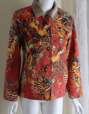 Chico's Sz 0 S Funky Animal Print Art-to-Wear Faux Suede Lux Soft Jacket Coat