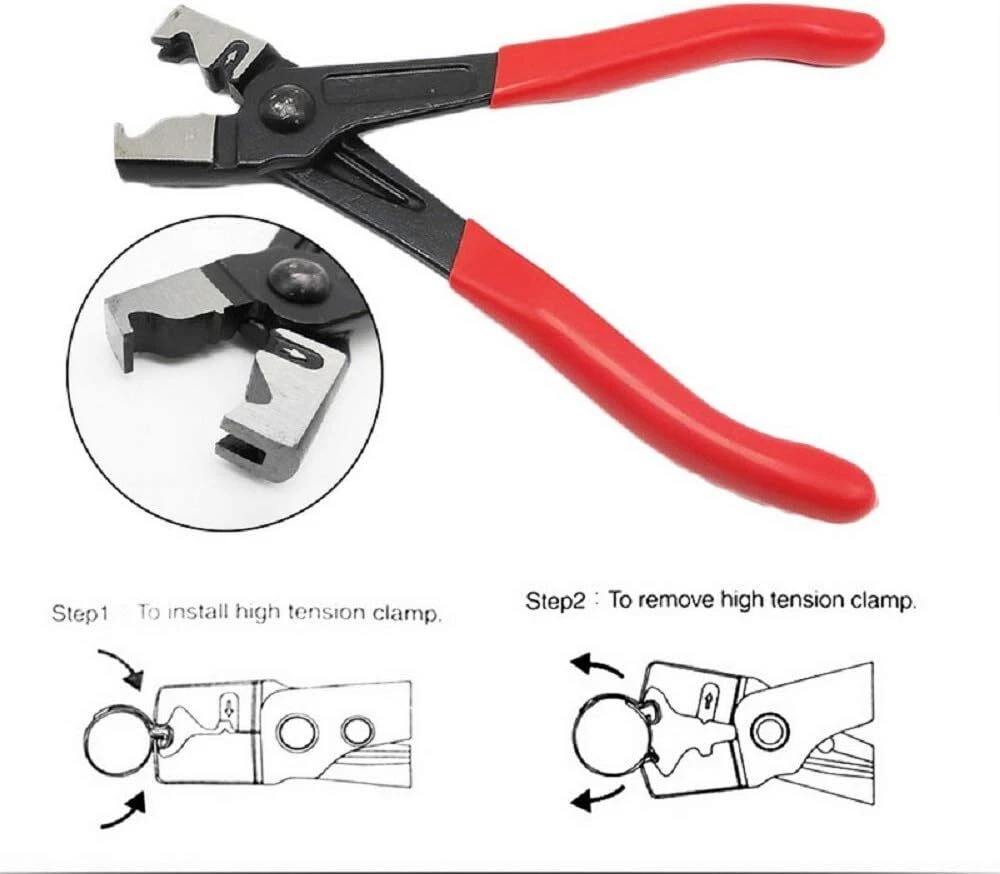 Fascette Metalliche Stringitubo Pinza Per Fascette Metalliche - Attrezzo Portatile Per Stringitubo, Giunti Omocinetici E Filtri Carburante (Colore Rosso) Pinza Tubi Flessibili - 5