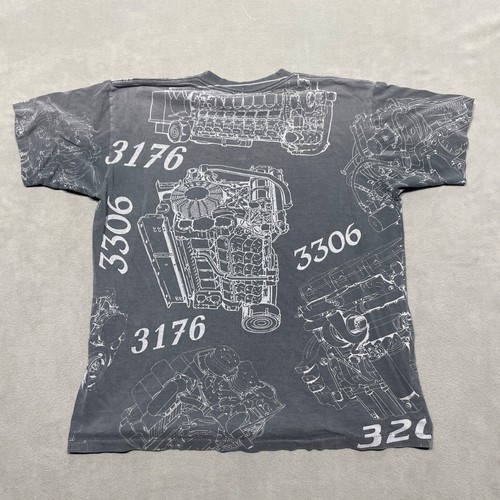 Vintage CAT Diesel Shirt Holoubek Biker AOP Engine USA Faded Single Stitch USED - Picture 12 of 12