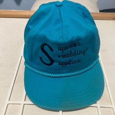 Vintage Superior Welding Supplies Blue Strapback Hat Baseball Cap Made In USA