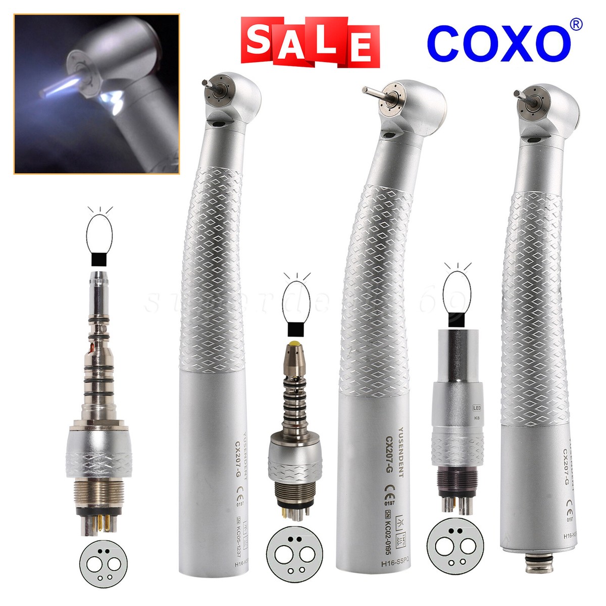 Pneumatic Dental Handpiece COXO Dental High Speed Handpiece Fiber Optic