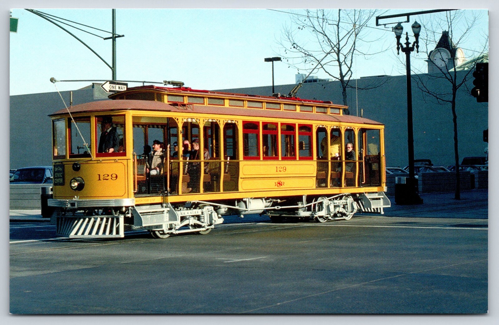San Jose CA-California, SJRR #129 Street Car, Transportation, Tower, Postcard