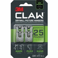 (10-4pk)-3M Claw 25 Lb. Drywall Picture Hanger with Temporary Spot Marker