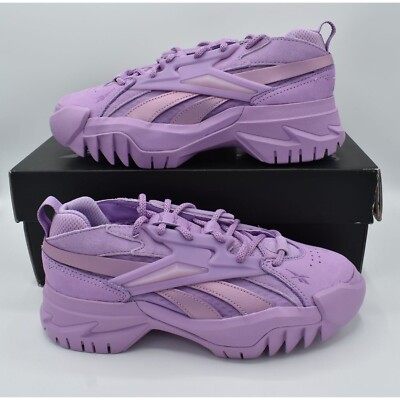 Reebok Womens Size 7 Cardi B Club V2 Puzzled Purple Sneakers Shoes