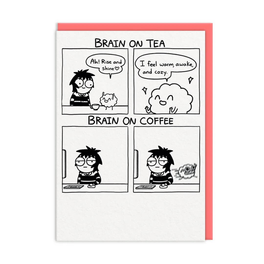 Funny Birthday Card Coffee Tea - Comic Style Artwork Humorous Greeting Card