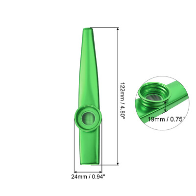 5Pcs Kazoo Musical Instrument Aluminum Alloy Green with Flute