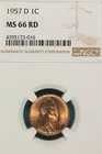 1957-D NGC MS66 RED Lincoln Wheat Cent!! #A6931