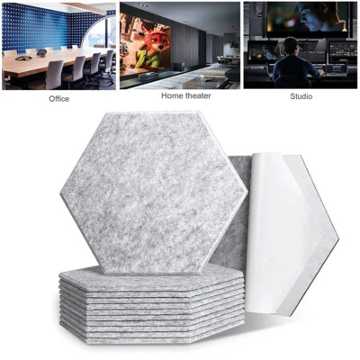 WARMY-SHOP 12x Sound Absorbing Wall Panel Acoustic Studio Absorption Hexagonal Sticky Mat