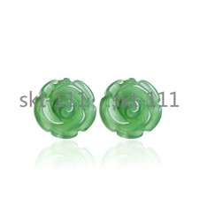 Certified Natural Hotan Jade Rose Jade Earrings S925 Silver