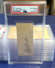 Mel Harder Signed 2x4 Cut Index PSA COA