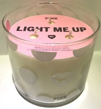 PINK VICTORIA'S SECRET LIGHT ME UP COTTON GARDENIA CANDLE 3 WICK 14.5 OZ LARGE