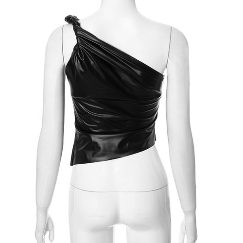 Women Tops Leather Daily Wear Hot Tank Slim-fitting Waistcoat Solid Color Vest - Picture 45 of 53