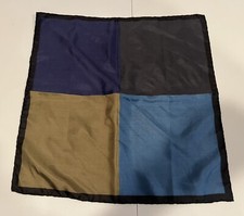 Adero 1980's Silk Pocket Square 4 Color Quadrants  Italy
