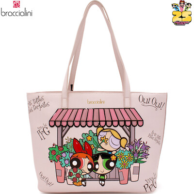 Braccialini The Powerpuff Girls Pink Shopper bag Dolly Molly Lolly sell flowers