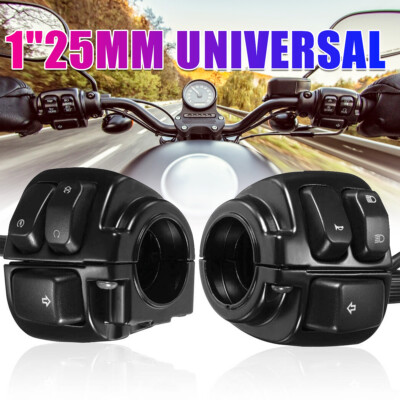 Motorcycle Handlebar Control Switch Wiring Harness Universal 1 Pair Black 1''25mm