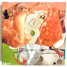 Flowers in the Bowl by Elma Jellá 12" Original Mixed Media Abstract Collage Art