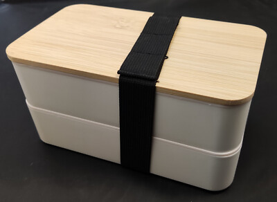 Lunchbox to go , Bento-Snackbox, Holzdeckel, Farbe Weiß