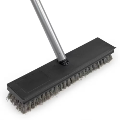 HDX 12 in. Plastic Deck Scrub Brush with 50 in. Steel Handle Stiff