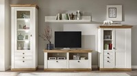 Wohnwand Landhaus Anbauwand 4-Teilig In Pinie Weiß Wotan Eiche Wohnzimmer Set