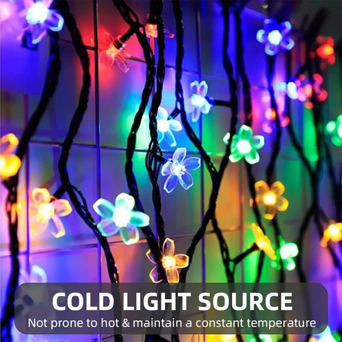 Guirnalda de luces solares de flores para exteriores impermeables 50 LED - Picture 2 of 8