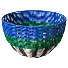 IKEA DJURTRANARE Basket 32x19cm White/Black/Blue/Green Handwoven Rattan New