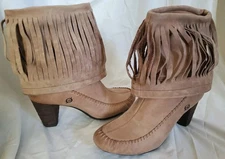 Born Banburry Fixed Fringe Suede Leather Boots Women's 9