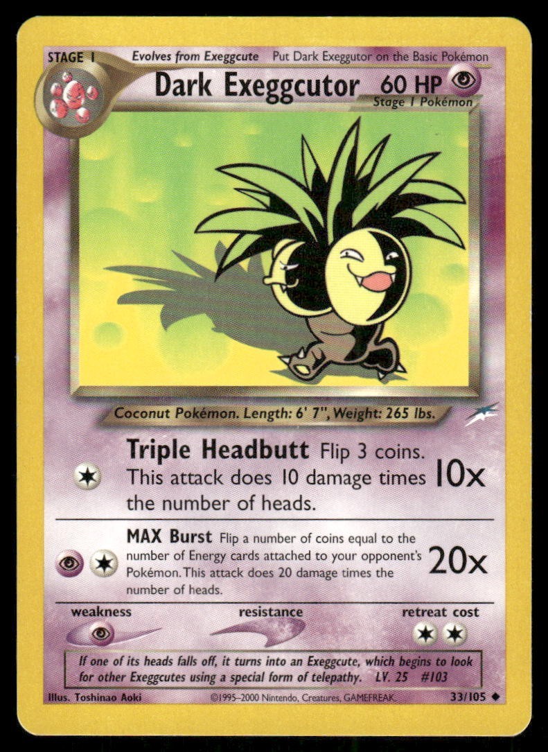 Pokemon Tcg Dark Exeggutor #33 Pokemon Neo Destiny LP