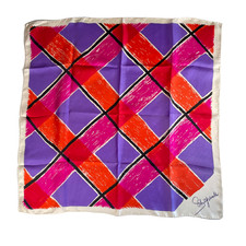 Vintage Elsa Schiaparelli Silk Scarf Geometric Brushstroke Plaid
