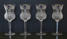 Edinburgh Crystal THISTLE Set of 4 Tall Water Goblets 7 1/2" Scotland