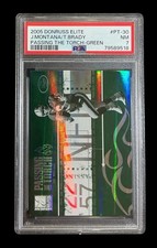 2005 donruss elite #PT30 tom brady; green 25/250 passing torch holo PSA 7