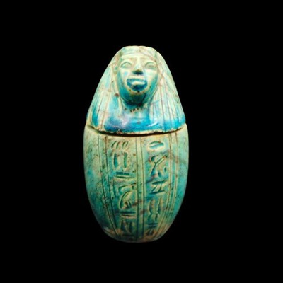Antique Human Imsety Head Stone Canopic Jar Organs Storage, Ancient Egyptian