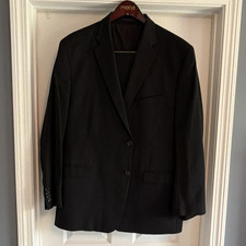 Lauren Ralph Lauren Black Solid Wool Twill 2-Piece Suit 50R Jacket 40-32