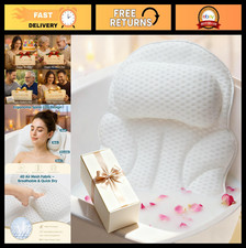 Luxury Bath Pillow for Tub - 4D Air Mesh, Neck Back Support, Non-Slip Suction