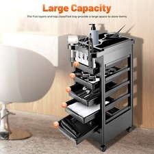 Salon Trolley Cart Hair Cart Rolling Organizer Mobile Barber Station w/5 Drawers