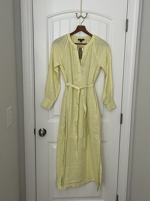NWT J.Crew Women's 100% Linen Maxi Cabana Dress in Pale Flax Yellow Size  XXS | eBay