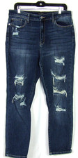 JUDY BLUE Distressed Stretch High Rise Boyfriend Fit Denim Jeans Women's 13/31