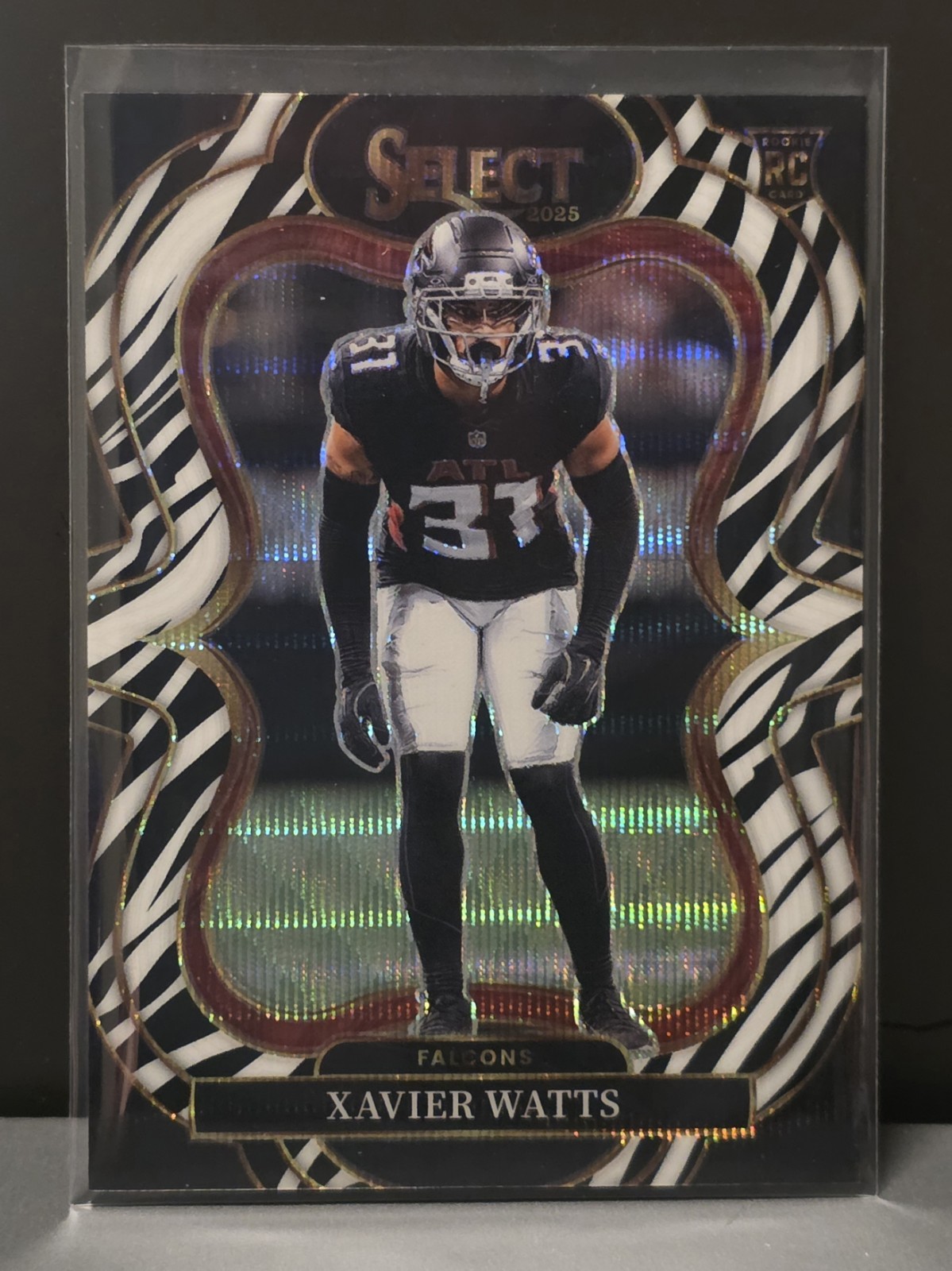 2025 Panini Select Xavier Watts Zebra Prizm Suite Level Rookie SSP Falcons