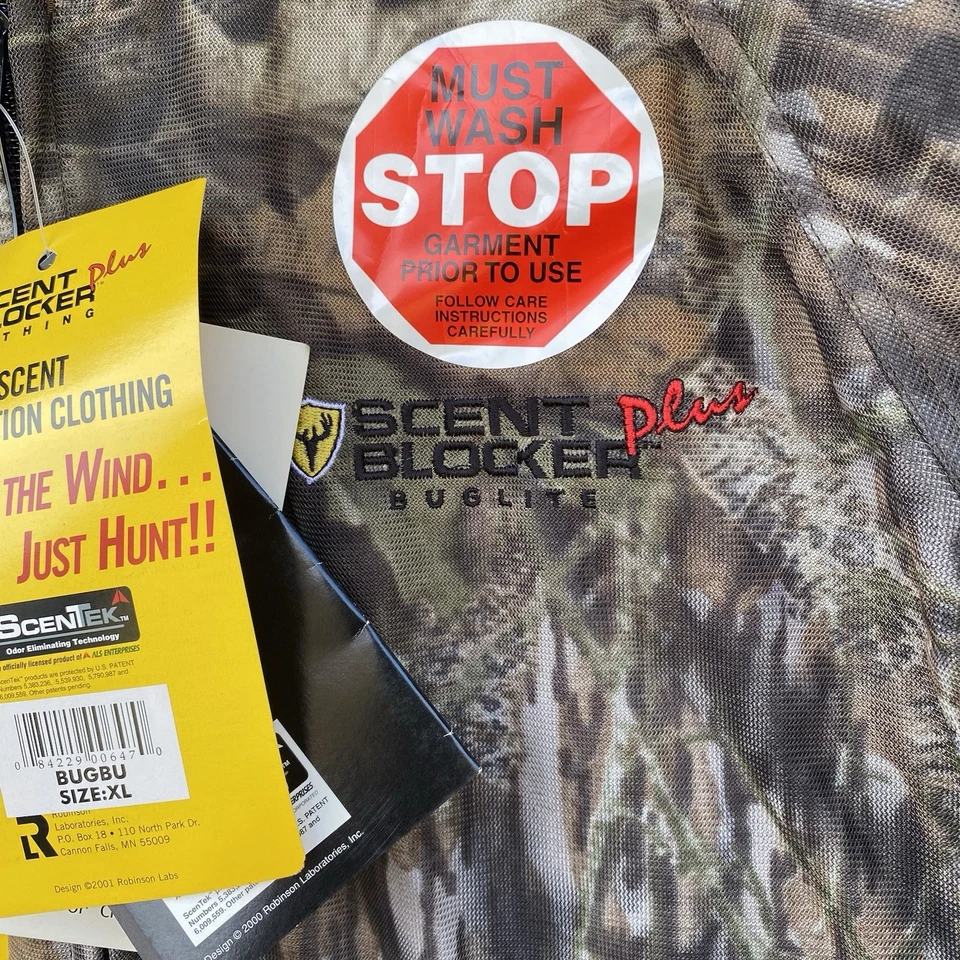 Vintage Scent Blocker Plus Buglite Mossy Oak Camo Jacket XL New With Tags NOS - Image 2 of 4