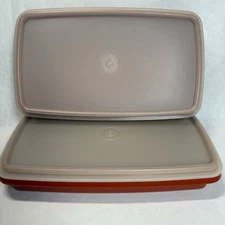 Vintage Tupperware Set Of 2 Deli Meat Cheese Container Keeper Paprika