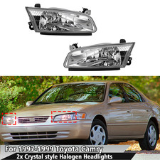 Crystal Style Halogen Headlights Headlamps For 1997-1999 97-99 Toyota Camry Pair