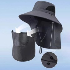 Summer Sun Hat UV Protection Outdoor Hunting Fishing Cap For Men Women Dark Grey