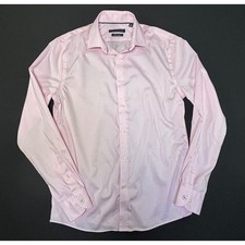 Tommy Hilfiger Men's Pink THFlex Supima Slim Fit Stretch Dress Shirt 15.5 34 35