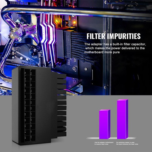 Female ATX 24Pin To 24Pin Male 90 Degree Power Adapter Motherboard Connector DIY - Afbeelding 11 van 18