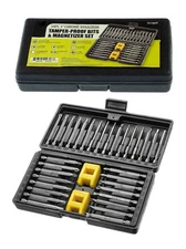 SE 34Pc- 3” Chrome Vandium Tamper- Proof Bits & Magnetizer Set in Blow Mold Case