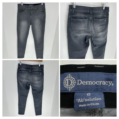 Democracy Ab Solution Jeans Size 6 Gray Denim Dark Wash Elastic Waist 30x30