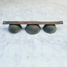 3 Antique Metal Sleigh Bells Door Bells Carriage Bells  10.25" Bracket Garden