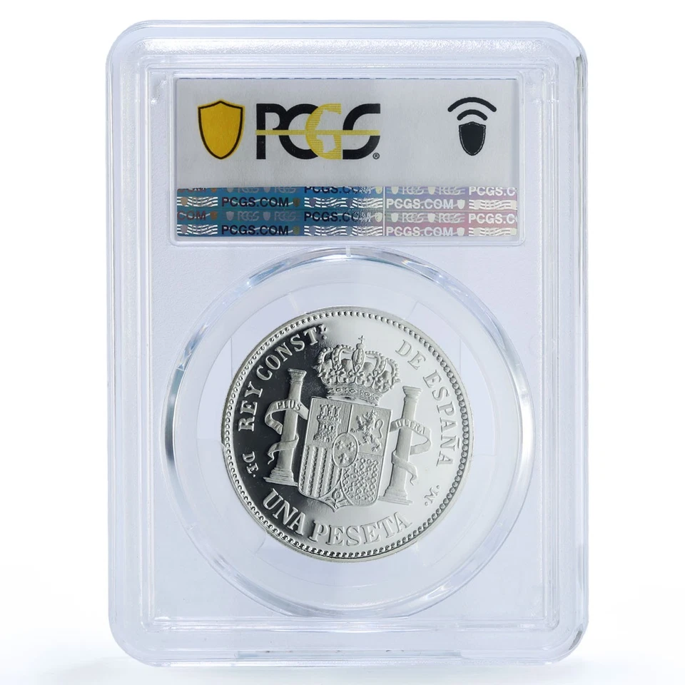 Серебряный жетон Испания Альфонсо XII 1 Peseta Restrike 1876 SP 69 PCGS 2020 - Изображение 4 из 4